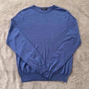 Ralph Lauren Purple Label Men's Blue Crewneck Sweater Lightweight Cashmere Wool